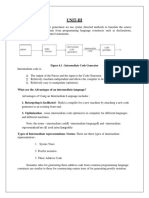 Unit-Iii: Figure 4.1: Intermediate Code Generator