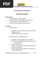 Food and Beverage Sequence of Service