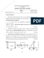 Advanced Structural Analysis Quiz 2: EA EA EA