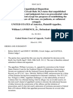 United States v. William Lawrence, JR., 930 F.2d 35, 10th Cir. (1991)