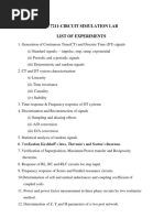 Ei 7211-Circuit Simulation Lab List of Experiments