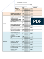 Rubric For Online Presentation