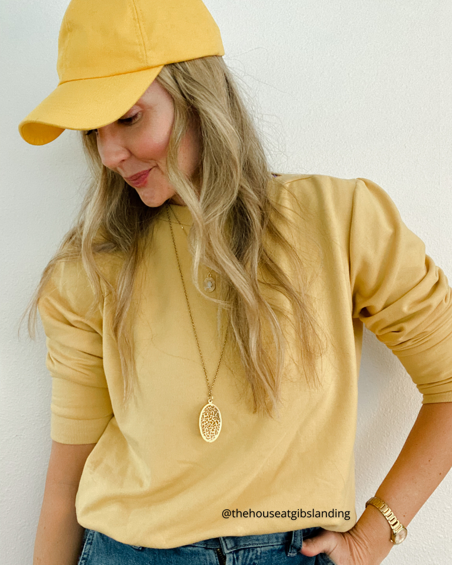 Women's Puff Sleeve Sweatshirt | Yellow | Boatneck | Long Sleeve | Soft Cotton Bamboo