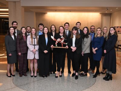 Photograph of the 2025 Chancellors in the law school's atrium.