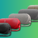 Beats Pill in five colors on a teal and green background.