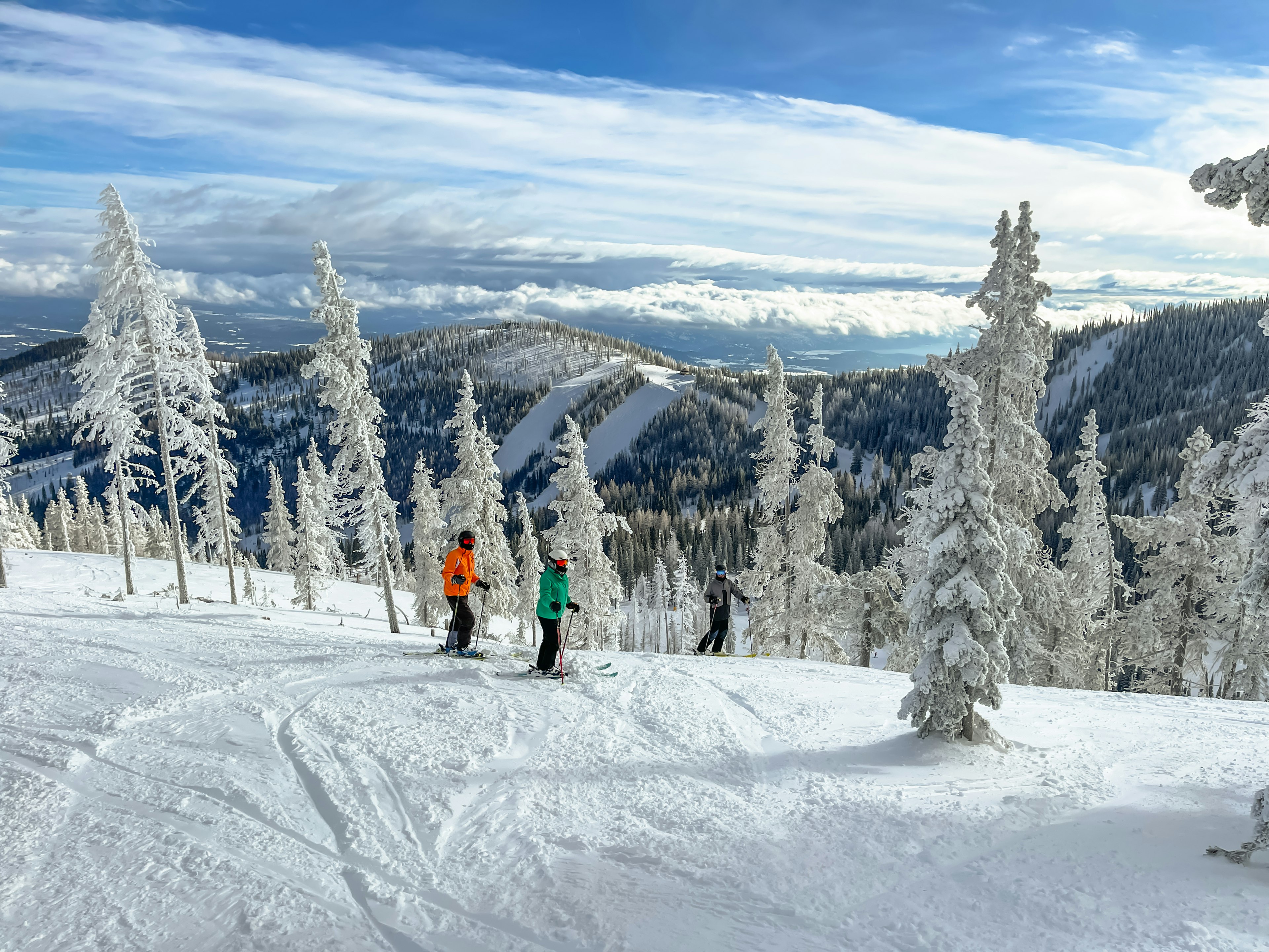 Weave your way through Schweitzer's snow-covered forest. Debbie Galbraith/Getty Images