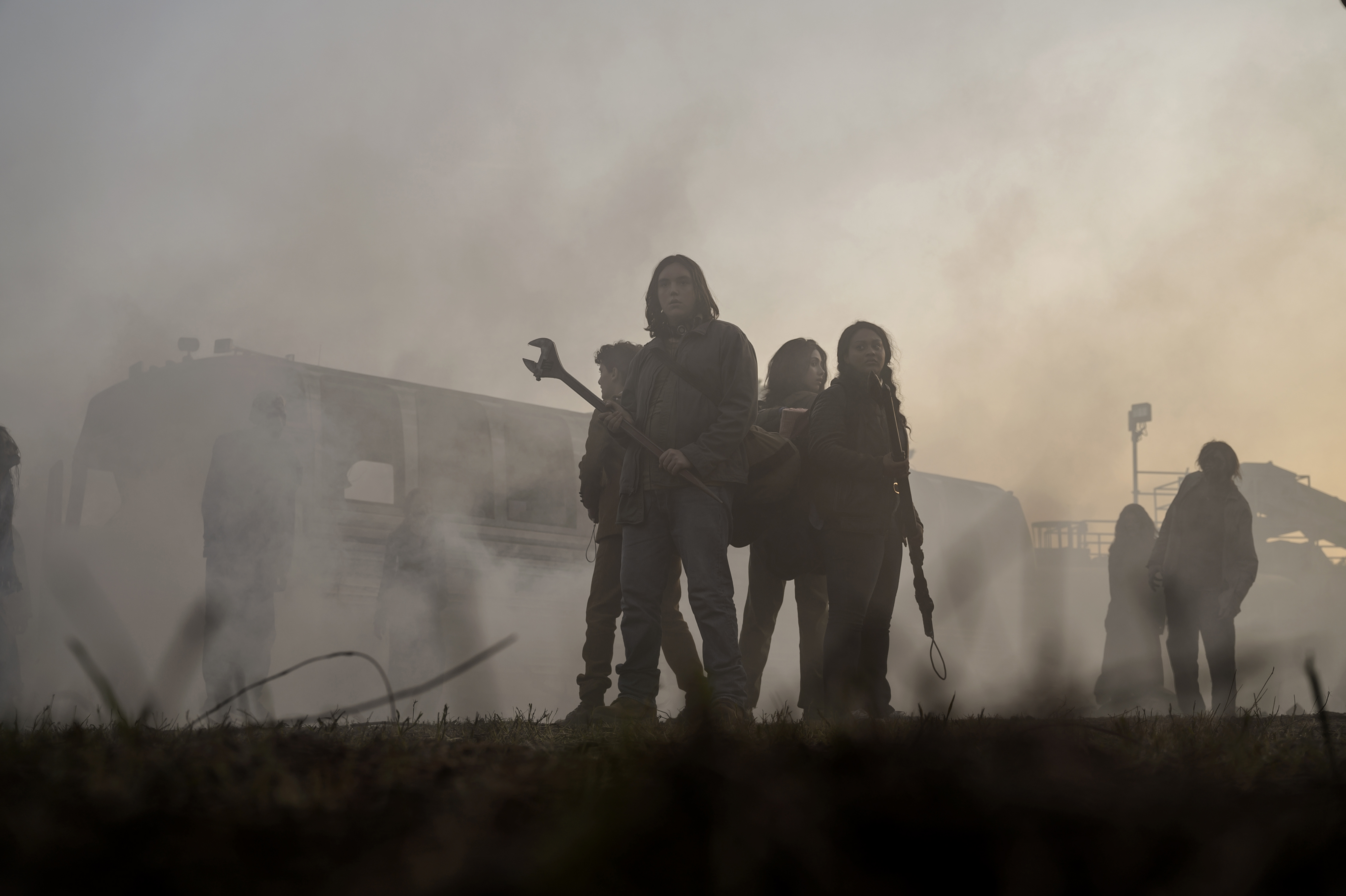 Hal Cumpston, Aliyah Royale, Alexa Mansour, and Nicolas Cantu in The Walking Dead: World Beyond (2020)