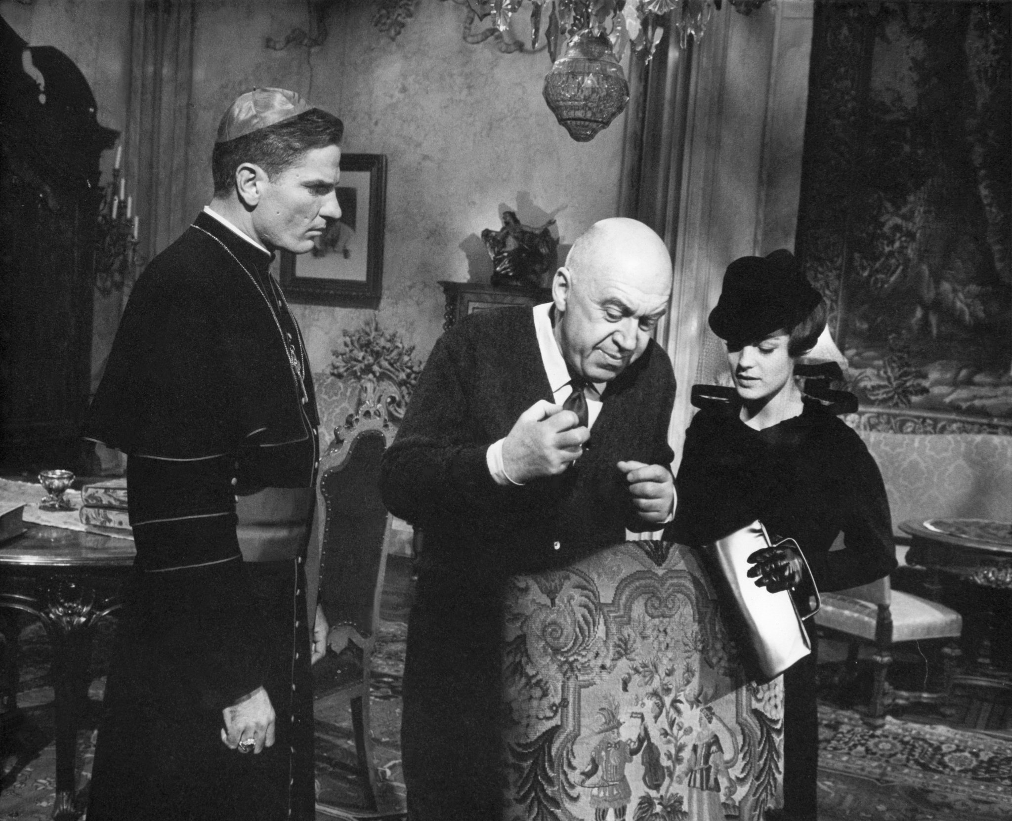 Romy Schneider, Otto Preminger, and Tom Tryon in The Cardinal (1963)