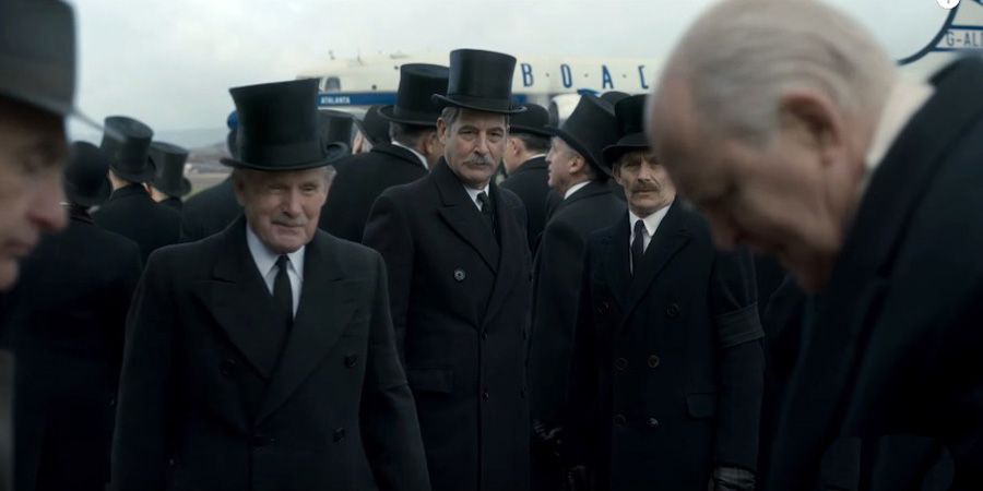 Jeremy Northam, John Lithgow, and Clive Francis in The Crown (2016)