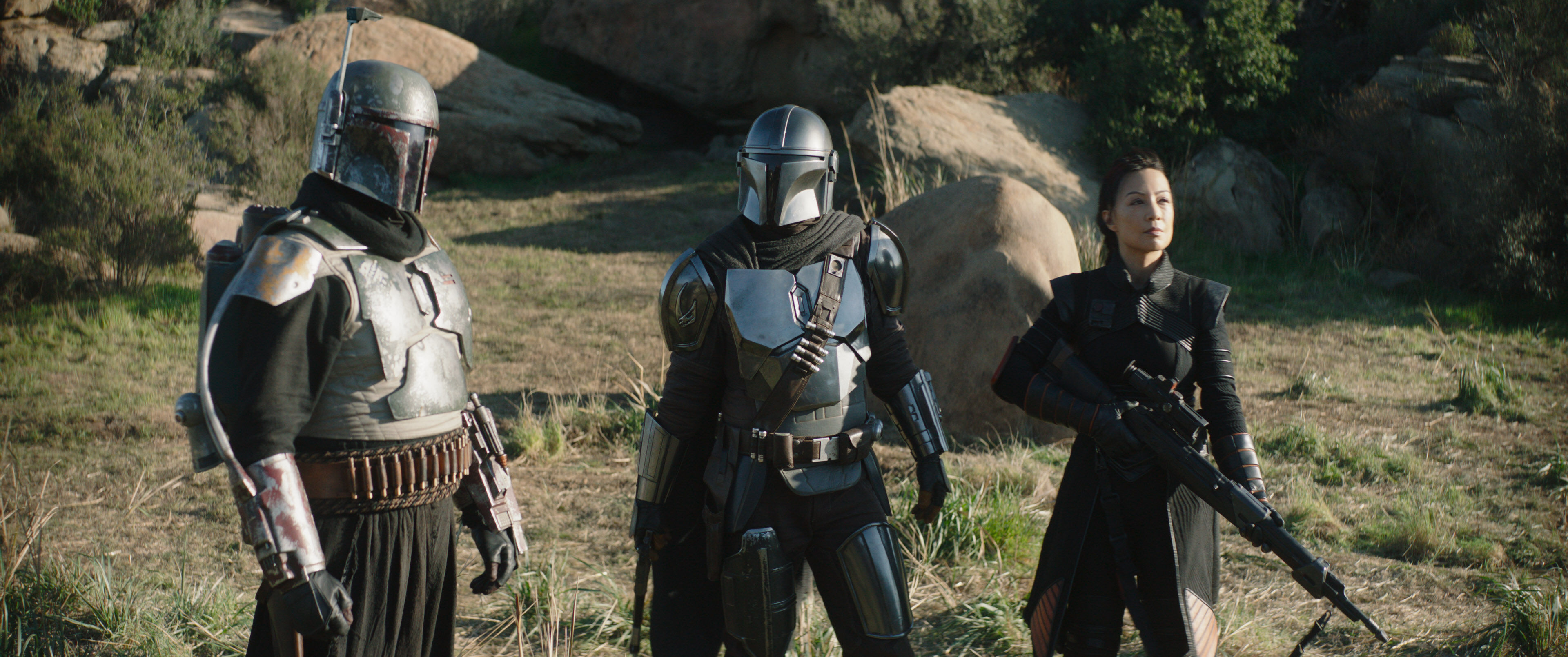 Ming-Na Wen, Pedro Pascal, Temuera Morrison, and Jan Delay in The Mandalorian (2019)