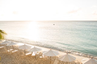 Umbrella canopy and tent on Anguilla beach