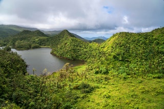 Der See Freshwater Lake im Morne Trois Pitons Nationalpark  Dominica Karibik Mittelamerika  |  Freshwater Lake Morne...