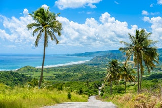 View from Cherry Tree Hill to tropical coast of Barbados