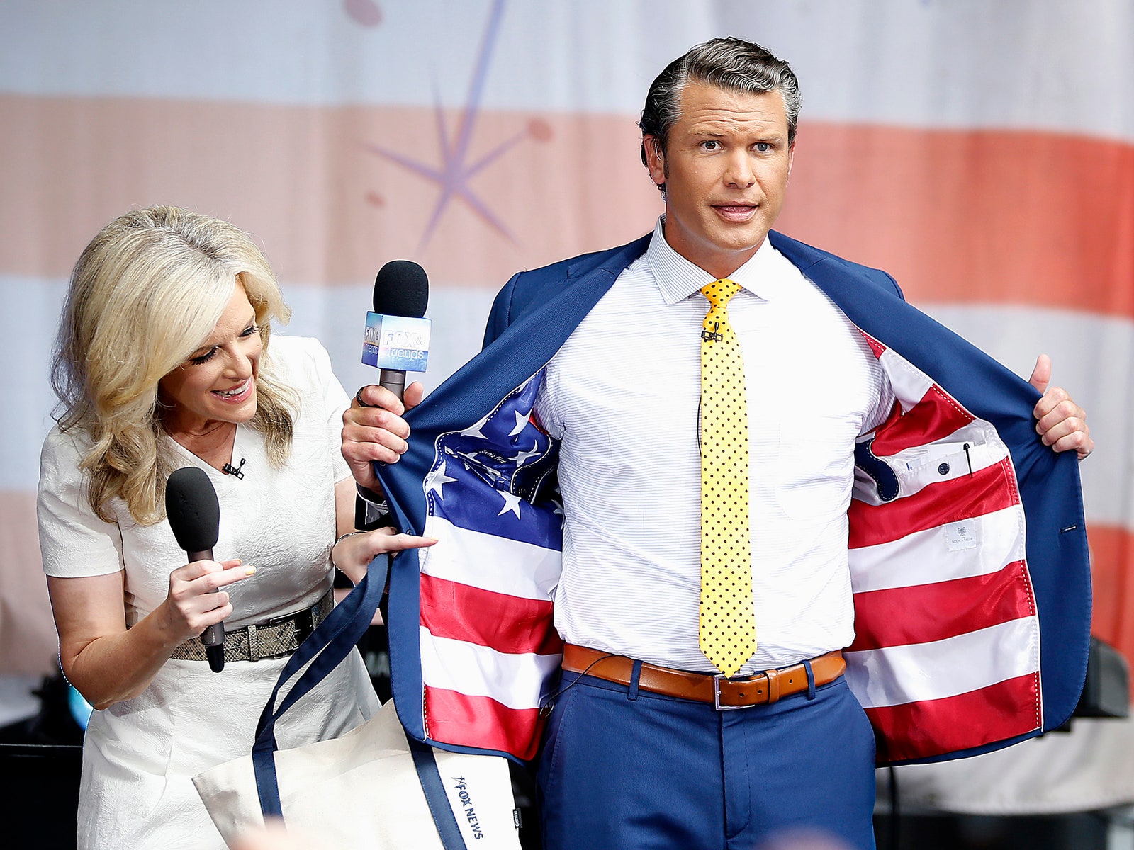 A person in an American flag blazer.