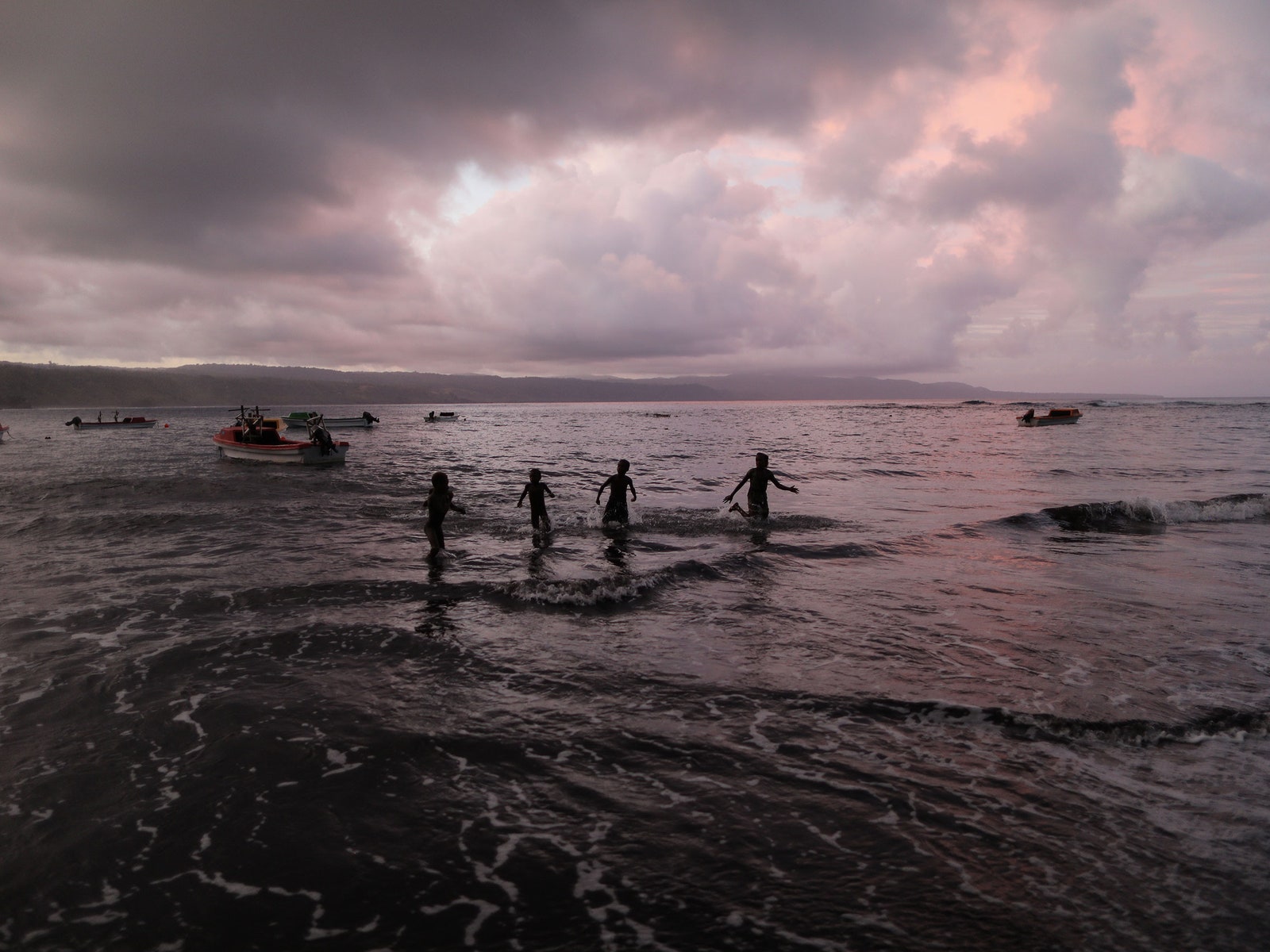 People swimming.