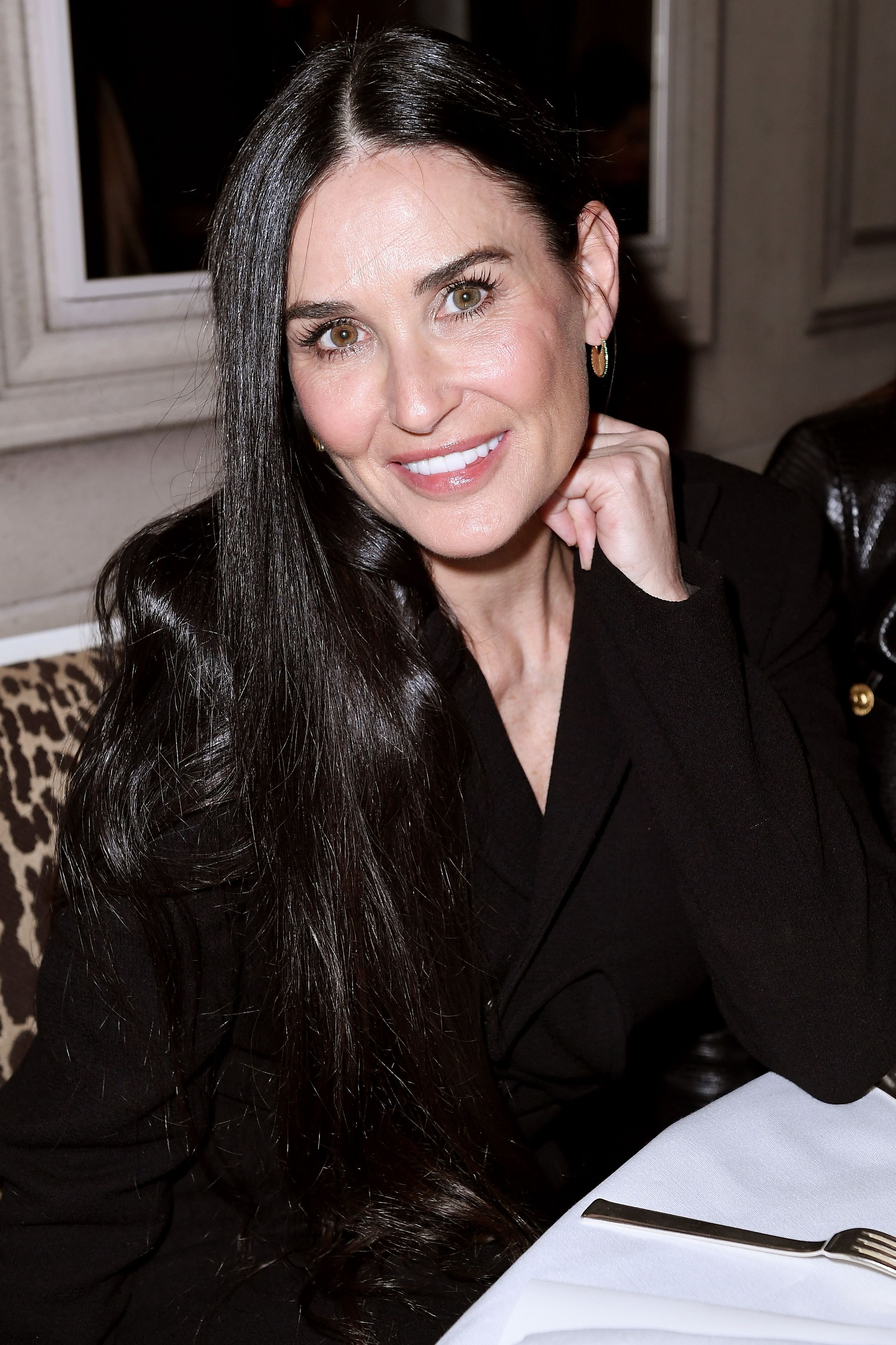 Image may contain Demi Moore Human Person Jacket Coat Clothing Apparel and Leisure Activities