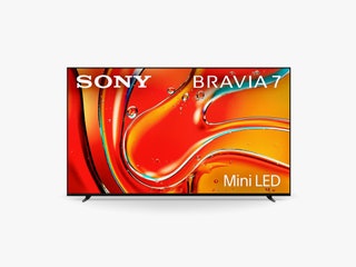 Large screen tv with yellow and orange abstract art on the screen