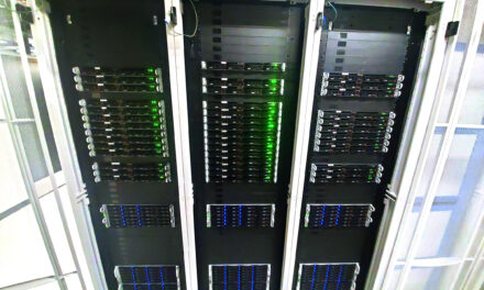 One of the server groups inside the Inouye Solar Telescope data center in Boulder, Colorado. Once the observatory is operational, the data center will handle an estimated 6 petabytes of data per year.