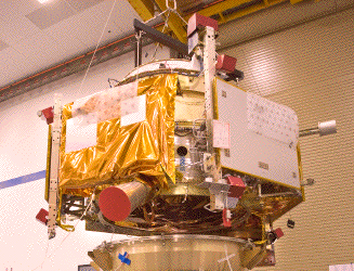 Image of the Lunar Crater Observation and Sensing Satellite (LCROSS) spacecraft.