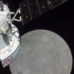 Image of Artemis Capsule with moon in background