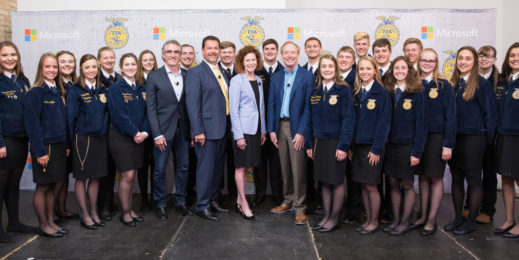 Group photo of adults and students