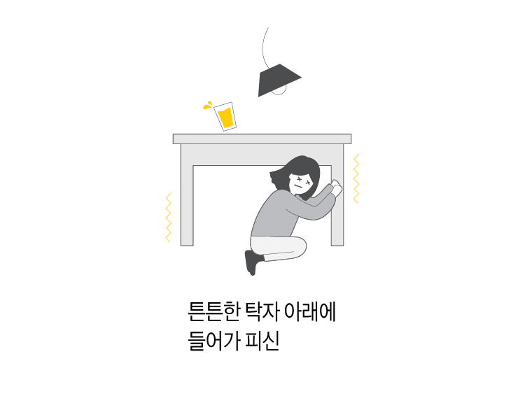 지진 행동요령, 튼튼한 탁자아래로 들어가 피신