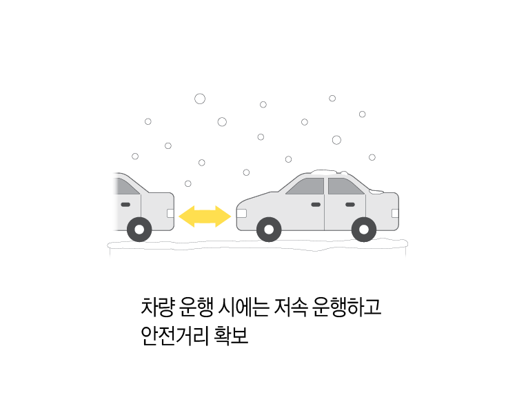 차량 운행 시에는 저속 운행하고 안전거리 확보