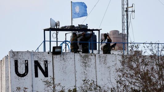 Members of the UNIFIL peacekeeping force deployed near the Lebanese-Israeli border on October 12, 2023. 