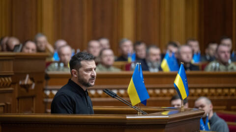 Президент України Володимир Зеленський під час презентації Плану перемоги в будівлі парламенту. 16 жовтня 2024