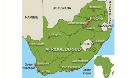 存档地图 / 非洲 ： 南非。RFI archive / Afrique du Sud (RSA) : carte du pays.