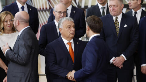 Thủ tướng Hungary Viktor Orban, chủ tịch luân phiên Liên Âu, và các nhà lãnh đạo khác của Liên Hiệp tại thượng đỉnh Bruxelles, ngày 17/10/2024. 