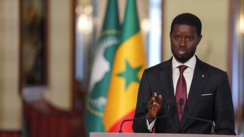 Senegal's president Bassirou Diomaye Faye addresses the nation ahead of Senegal's independence day at the presidential palace in Dakar, Senegal, on 3 April 2024.