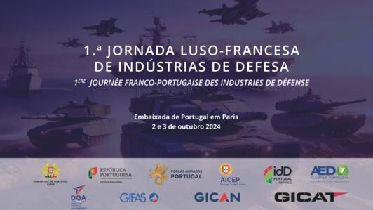 Cartaz da  1ª Jornada Luso-Francesa de Indústrias de Defesa.