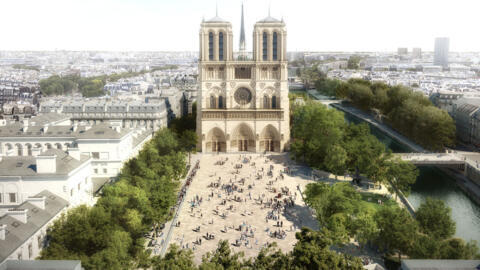 An artist's impression of Notre-Dame Cathedral in Paris following a multi-million euro 'green make-over' that should be completed by 2030.