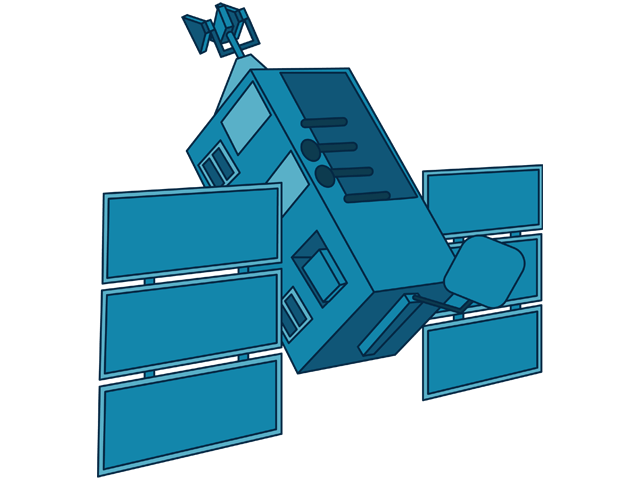 An illustration of NASA's RXTE satellite.