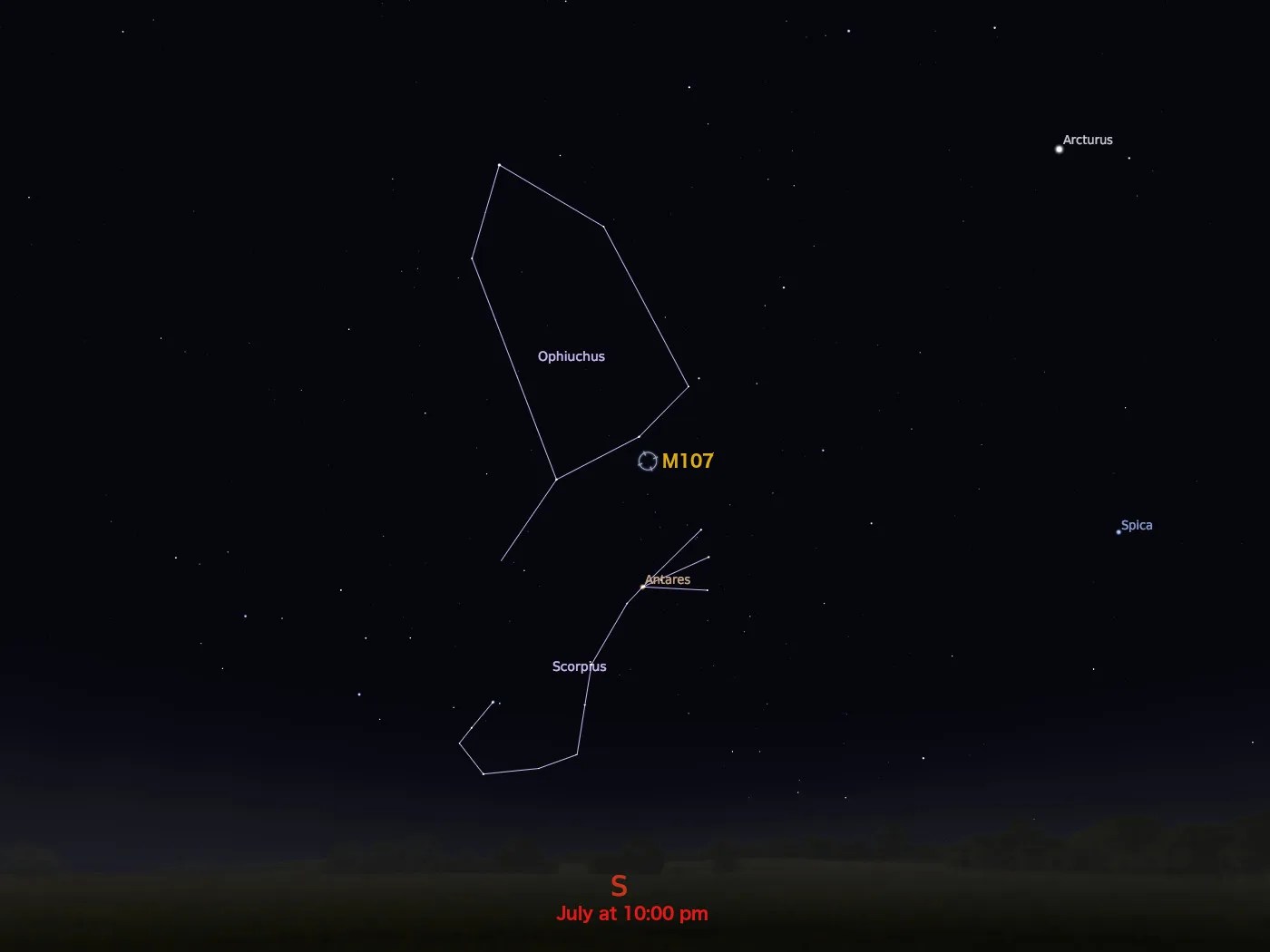 locator star chart for M107