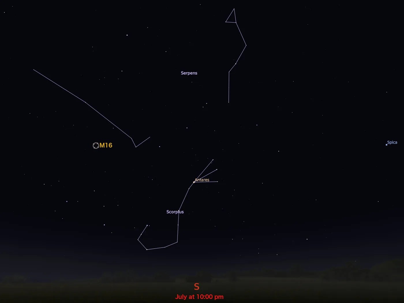 locator star chart for M16