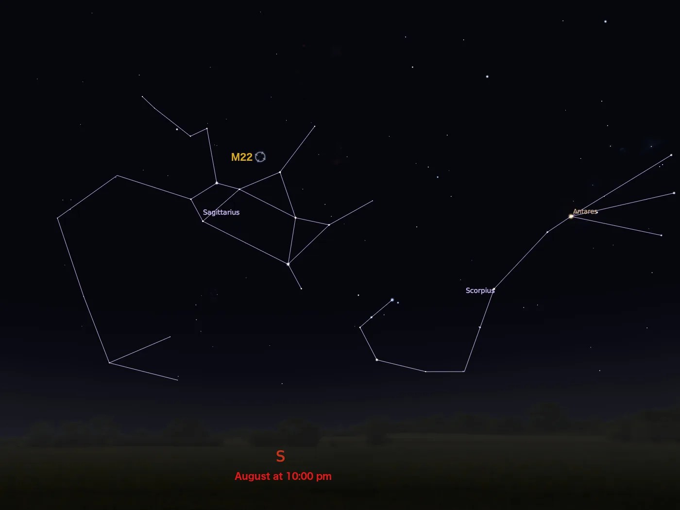 locator star chart for M22