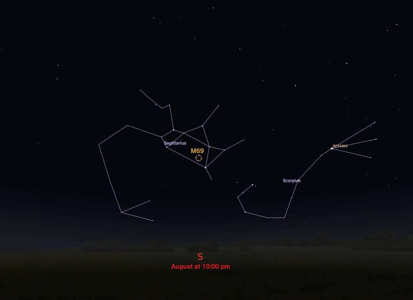 locator star chart for M69