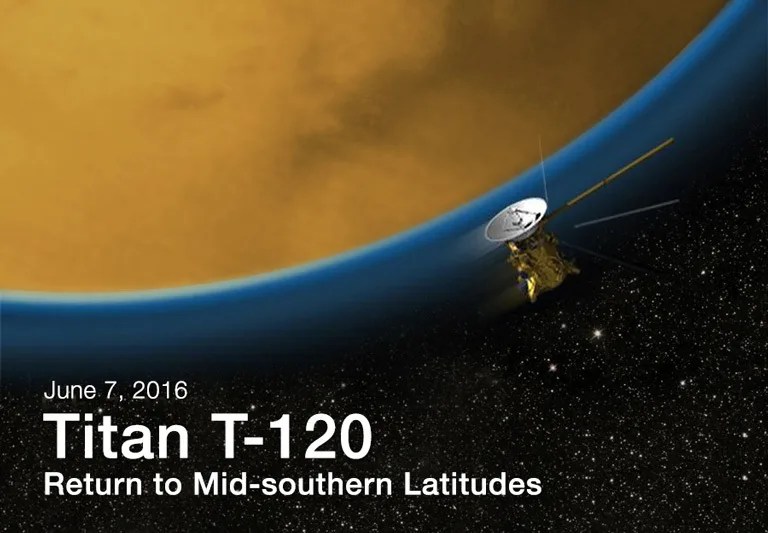 Artist's rendition of Titan flyby T-120