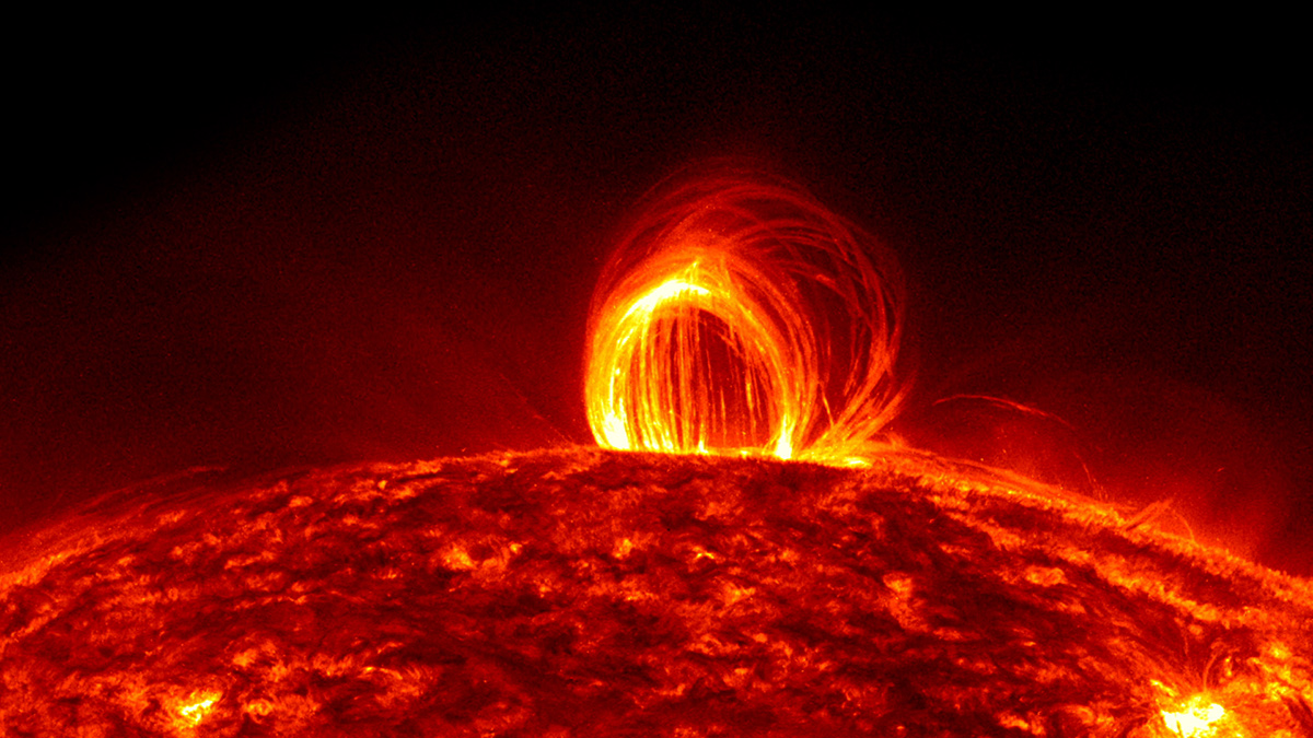 Image of coronal rain on the sun.