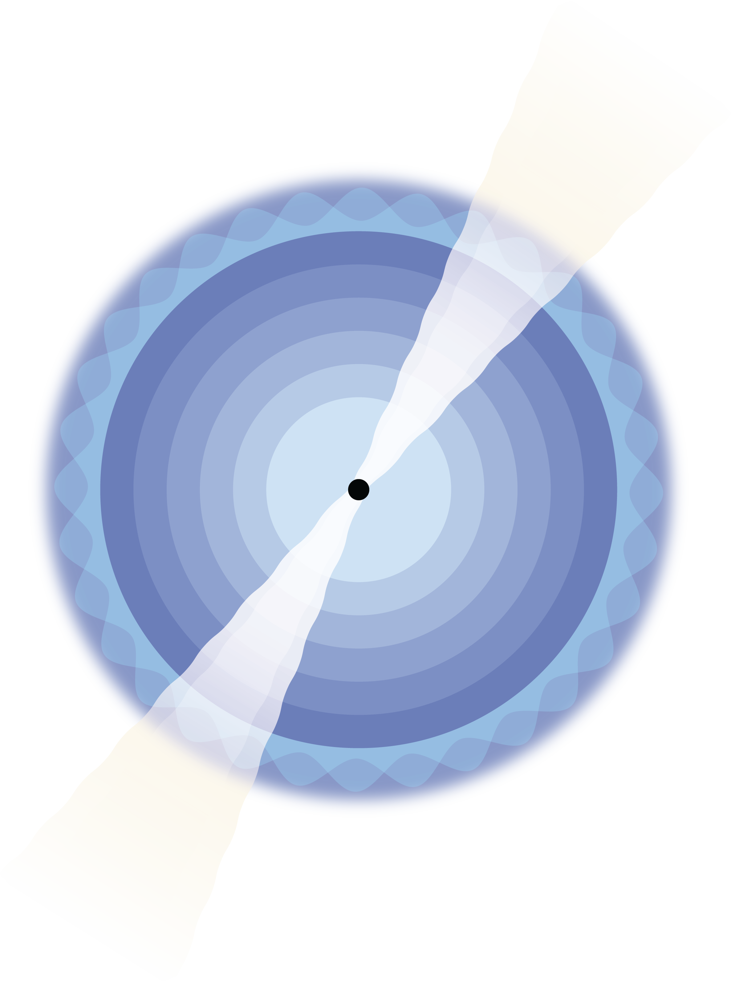 An illustration of a long gamma-ray burst caused by a collapsing star.