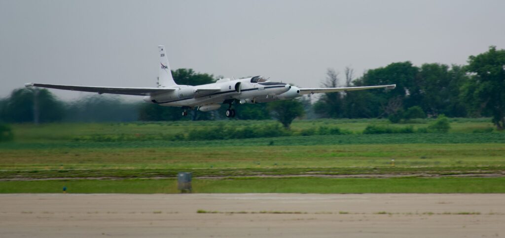 ER-2 takeoff on 16 July 2021 for DCOTSS Research Flight 01. Photo credit: Dan Chirica