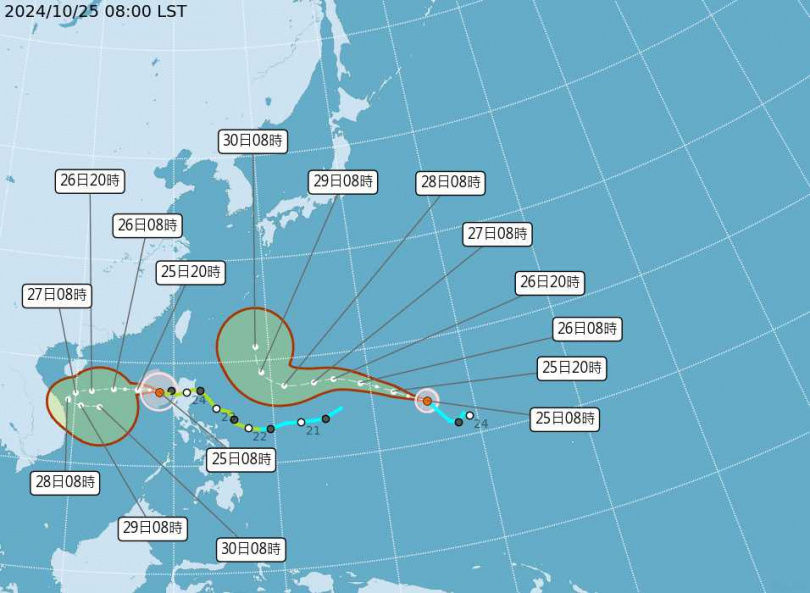 颱風路徑潛勢預報。（圖／中央氣象署）