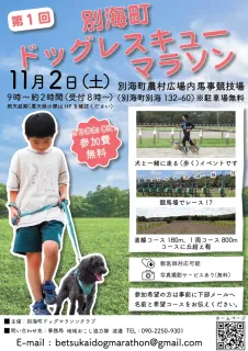 愛犬と一緒にマラソンを　11月2日別海で初開催　参加無料　保護活動の募金箱も