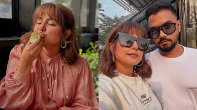 Breast cancer fighter Hina Khan spends a relaxing day out with beau Rocky Jaiswal and family