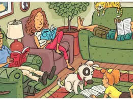 Optical illusion: Only those with sharp vision can spot the hidden word 'book' in this family scene in 5 seconds