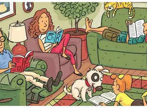 Optical illusion: Only those with sharp vision can spot the hidden word 'book' in this family scene in 5 seconds