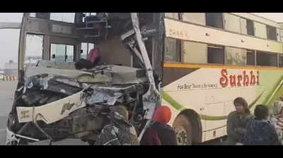 One killed, 22 injured as bus rams into truck