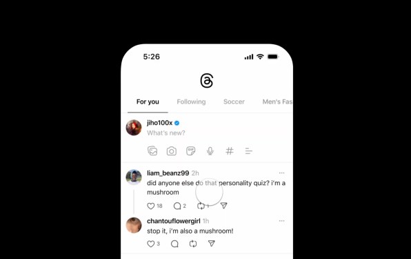 Screenshot of Threads app on smartphone